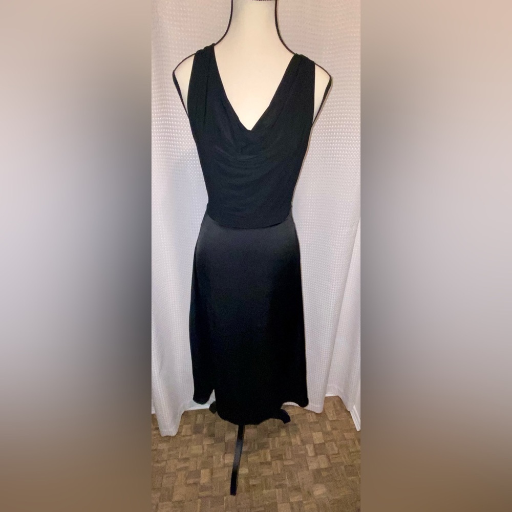 ZARA long black silky bottom stretchy top cowl neck dress size small